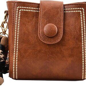 7.6" Vegan Leather Bucket Bag with Pendant Accent & Wide Strap - Chic Design